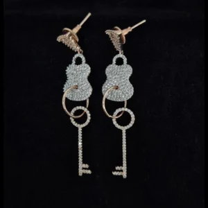 2-Tone Plated American Diamonds Dangler Earrings