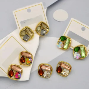 Gold Plated Stunning Fashion Stud Earring (Assorted Color)