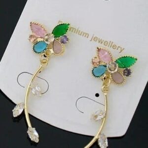 Shimmering Crystal Stone Stylish Butterfly Shape Dangler Earrings