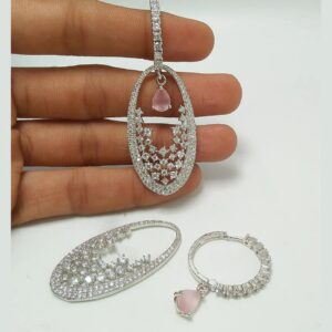 Silver Plated AD Stone Changeable Dangler Earrings